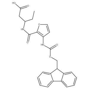 (3S)-3-{[3-({[(9H-fluoren-9-yl)methoxy]carbonyl}amino)furan-2-yl]formamido}pentanoic acid Structure