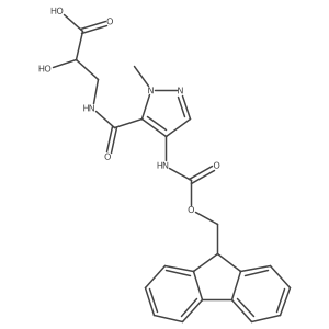 (2S)-3-{[4-({[(9H-fluoren-9-yl)methoxy]carbonyl}amino)-1-methyl-1H-pyrazol-5-yl]formamido}-2-hydroxypropanoic acid结构式