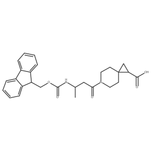6-[(3S)-3-({[(9H-fluoren-9-yl)methoxy]carbonyl}amino)butanoyl]-6-azaspiro[2.5]octane-1-carboxylic acid结构式
