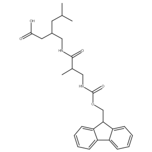 3-{[3-({[(9H-fluoren-9-yl)methoxy]carbonyl}amino)-2-methylpropanamido]methyl}-5-methylhexanoic acid结构式