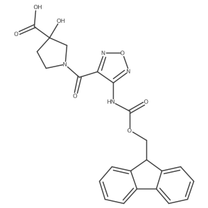 1-[4-({[(9H-fluoren-9-yl)methoxy]carbonyl}amino)-1,2,5-oxadiazole-3-carbonyl]-3-hydroxypyrrolidine-3-carboxylic acid Structure