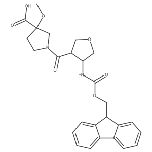 1-[4-({[(9H-fluoren-9-yl)methoxy]carbonyl}amino)oxolane-3-carbonyl]-3-methoxypyrrolidine-3-carboxylic acid Structure