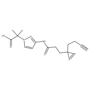 2-[3-[3-(3-But-3-ynyldiazirin-3-yl)propanoylamino]pyrazol-1-yl]-2-methylpropanoic acid Structure
