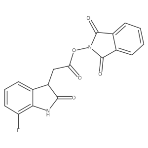 1,3-dioxo-2,3-dihydro-1H-isoindol-2-yl 2-(7-fluoro-2-oxo-2,3-dihydro-1H-indol-3-yl)acetate结构式