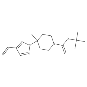 tert-Butyl 4-(4-formyl-1H-pyrazol-1-yl)-4-methylpiperidine-1-carboxylate结构式