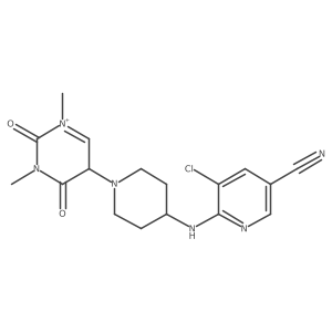 5-chloro-6-[[1-(1,3-dimethyl-2,4-dioxo-5H-pyrimidin-1-ium-5-yl)piperidin-4-yl]amino]pyridine-3-carbonitrile结构式