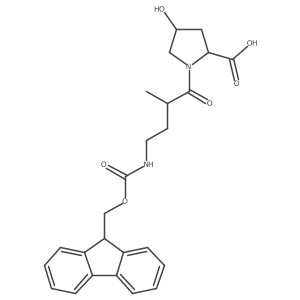 (2R,4R)-1-[4-({[(9H-fluoren-9-yl)methoxy]carbonyl}amino)-2-methylbutanoyl]-4-hydroxypyrrolidine-2-carboxylic acid结构式