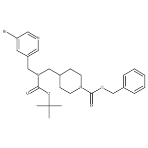 Benzyl 4-((((5-bromopyridin-3-yl)methyl)(tert-butoxycarbonyl)amino)methyl)piperidine-1-carboxylate结构式