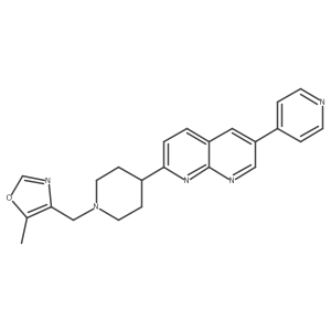 2-{1-[(5-Methyl-1,3-oxazol-4-yl)methyl]piperidin-4-yl}-6-(pyridin-4-yl)-1,8-naphthyridine结构式