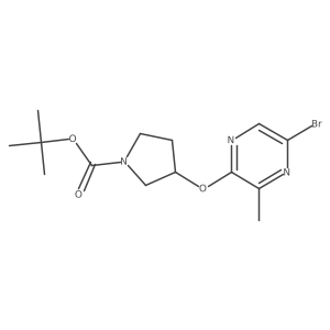 tert-Butyl 3-((5-bromo-3-methylpyrazin-2-yl)oxy)pyrrolidine-1-carboxylate结构式