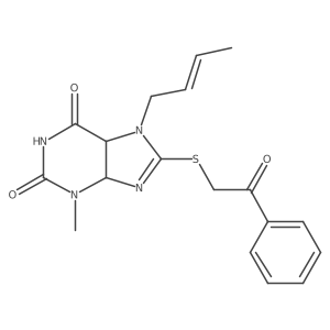 7-[(E)-but-2-enyl]-3-methyl-8-phenacylsulfanyl-4,5-dihydropurine-2,6-dione Structure