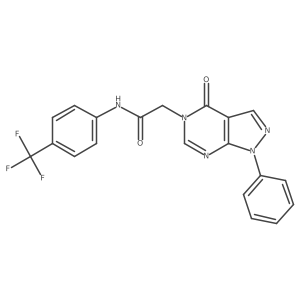 2-(4-oxo-1-phenyl-1H-pyrazolo[3,4-d]pyrimidin-5(4H)-yl)-N-(4-(trifluoromethyl)phenyl)acetamide结构式