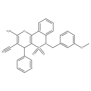 2-Amino-6-(3-methoxybenzyl)-4-pyridin-3-yl-4,6-dihydropyrano[3,2-c][2,1]benzothiazine-3-carbonitrile 5,5-dioxide结构式