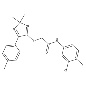 N-(3-chloro-4-fluorophenyl)-2-{[2,2-dimethyl-5-(4-methylphenyl)-2H-imidazol-4-yl]sulfanyl}acetamide Structure
