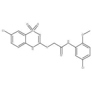 2-((7-chloro-1,1-dioxido-4H-benzo[e][1,2,4]thiadiazin-3-yl)thio)-N-(5-chloro-2-methoxyphenyl)acetamide Structure