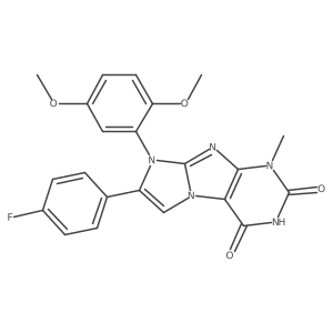 8-(2,5-dimethoxyphenyl)-7-(4-fluorophenyl)-1-methyl-1H-imidazo[2,1-f]purine-2,4(3H,8H)-dione结构式
