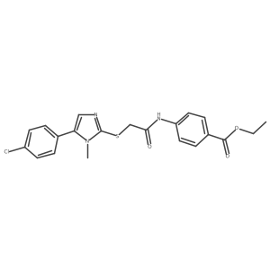 ethyl 4-(2-((5-(4-chlorophenyl)-1-methyl-1H-imidazol-2-yl)thio)acetamido)benzoate结构式
