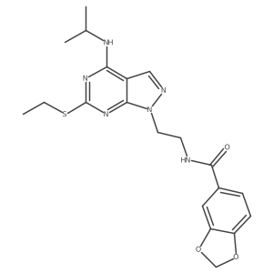 N-(2-(6-(ethylthio)-4-(isopropylamino)-1H-pyrazolo[3,4-d]pyrimidin-1-yl)ethyl)benzo[d][1,3]dioxole-5-carboxamide Structure