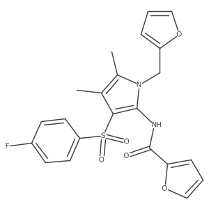 N-{3-[(4-fluorophenyl)sulfonyl]-1-(furan-2-ylmethyl)-4,5-dimethyl-1H-pyrrol-2-yl}furan-2-carboxamide结构式
