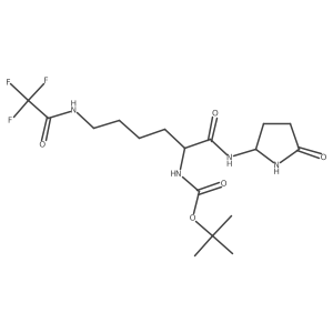 Carbamic acid, [1-[[(5-oxo-2-pyrrolidinyl)amino]carbonyl]-5-[(trifluoroacetyl)amino]pentyl]-, 1,1-dimethylethyl ester, [R-(R*,S*)]- Structure