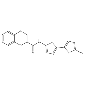 N-(5-(5-bromothiophen-2-yl)-1,3,4-oxadiazol-2-yl)-2,3-dihydrobenzo[b][1,4]dioxine-2-carboxamide结构式