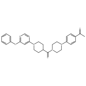 1-[4-(4-{[1-(6-Phenoxypyrimidin-4-yl)piperidin-4-yl]carbonyl}piperazin-1-yl)phenyl]ethanone Structure