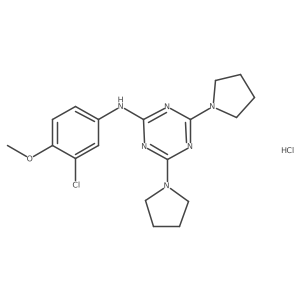 N-(3-chloro-4-methoxyphenyl)-4,6-di(pyrrolidin-1-yl)-1,3,5-triazin-2-amine hydrochloride结构式