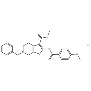 Methyl 6-benzyl-2-(4-methoxybenzamido)-4,5,6,7-tetrahydrothieno[2,3-c]pyridine-3-carboxylate hydrochloride结构式
