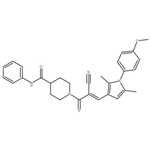 1-[(Z)-2-cyano-3-[1-(4-methoxyphenyl)-2,5-dimethylpyrrol-3-yl]prop-2-enoyl]-N-phenylpiperidine-4-carboxamide Structure