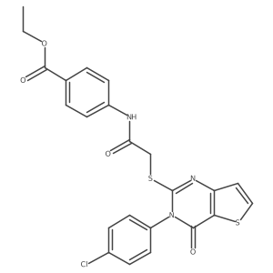 Ethyl 4-[({[3-(4-chlorophenyl)-4-oxo-3,4-dihydrothieno[3,2-d]pyrimidin-2-yl]sulfanyl}acetyl)amino]benzoate Structure