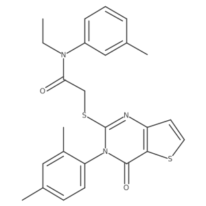 2-{[3-(2,4-dimethylphenyl)-4-oxo-3H,4H-thieno[3,2-d]pyrimidin-2-yl]sulfanyl}-N-ethyl-N-(3-methylphenyl)acetamide结构式