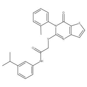 2-{[3-(2-methylphenyl)-4-oxo-3,4-dihydrothieno[3,2-d]pyrimidin-2-yl]sulfanyl}-N-[3-(propan-2-yl)phenyl]acetamide结构式