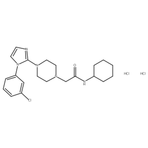 2-(4-(1-(3-chlorophenyl)-1H-imidazol-2-yl)piperazin-1-yl)-N-cyclohexylacetamide dihydrochloride Structure