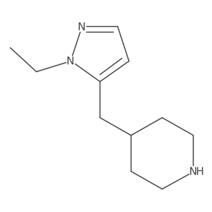 4-[(1-ethyl-1H-pyrazol-5-yl)methyl]piperidine结构式