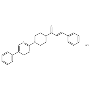 (E)-3-phenyl-1-(4-(5-phenyl-6H-1,3,4-thiadiazin-2-yl)piperazin-1-yl)prop-2-en-1-one hydrochloride结构式