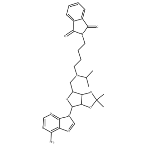 2-[4-[[(3aR,6aS)-4-(6-aminopurin-9-yl)-2,2-dimethyl-3a,4,6,6a-tetrahydrofuro[3,4-d][1,3]dioxol-6-yl]methyl-propan-2-ylamino]butyl]isoindole-1,3-dione结构式