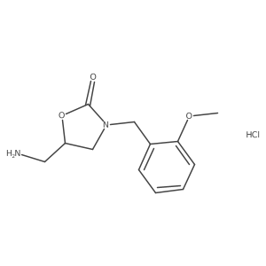 5-(Aminomethyl)-3-[(2-methoxyphenyl)methyl]-1,3-oxazolidin-2-one hydrochloride结构式