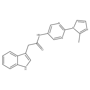 2-(1H-indol-3-yl)-N-(2-(2-methyl-1H-imidazol-1-yl)pyrimidin-5-yl)acetamide结构式