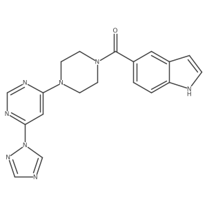 (4-(6-(1H-1,2,4-triazol-1-yl)pyrimidin-4-yl)piperazin-1-yl)(1H-indol-5-yl)methanone结构式