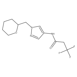 3,3,3-trifluoro-N-(1-((tetrahydro-2H-pyran-2-yl)methyl)-1H-pyrazol-4-yl)propanamide结构式