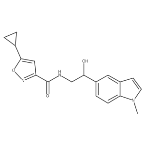 5-cyclopropyl-N-(2-hydroxy-2-(1-methyl-1H-indol-5-yl)ethyl)isoxazole-3-carboxamide结构式