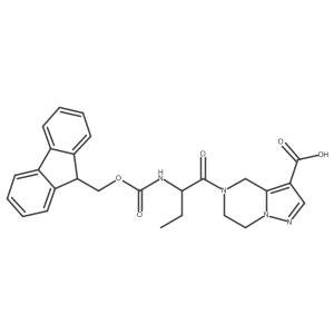 5-[(2S)-2-({[(9H-fluoren-9-yl)methoxy]carbonyl}amino)butanoyl]-4H,5H,6H,7H-pyrazolo[1,5-a]pyrazine-3-carboxylic acid结构式