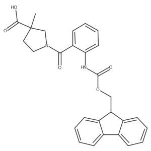 1-[2-({[(9H-fluoren-9-yl)methoxy]carbonyl}amino)benzoyl]-3-methylpyrrolidine-3-carboxylic acid Structure