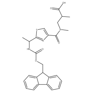 3-(1-{2-[1-({[(9H-fluoren-9-yl)methoxy]carbonyl}amino)ethyl]-1,3-thiazol-4-yl}-N-methylformamido)-2-methylpropanoic acid Structure