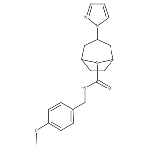 N-[(4-methoxyphenyl)methyl]-3-(1H-pyrazol-1-yl)-8-azabicyclo[3.2.1]octane-8-carboxamide Structure
