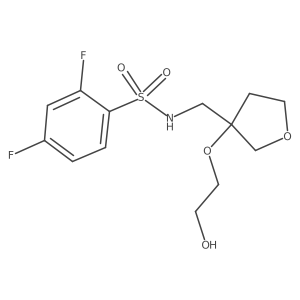 2,4-difluoro-N-((3-(2-hydroxyethoxy)tetrahydrofuran-3-yl)methyl)benzenesulfonamide结构式