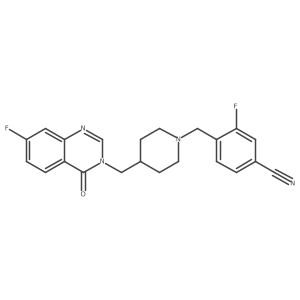 3-Fluoro-4-({4-[(7-fluoro-4-oxo-3,4-dihydroquinazolin-3-yl)methyl]piperidin-1-yl}methyl)benzonitrile结构式