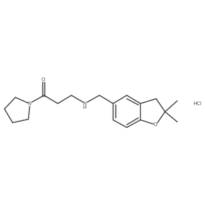 3-{[(2,2-Dimethyl-2,3-dihydro-1-benzofuran-5-yl)methyl]amino}-1-(pyrrolidin-1-yl)propan-1-one hydrochloride Structure