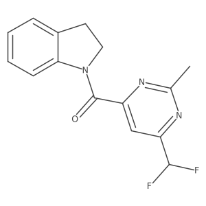 1-[6-(difluoromethyl)-2-methylpyrimidine-4-carbonyl]-2,3-dihydro-1H-indole结构式