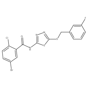5-bromo-2-chloro-N-(5-((3-fluorobenzyl)thio)-1,3,4-thiadiazol-2-yl)benzamide Structure